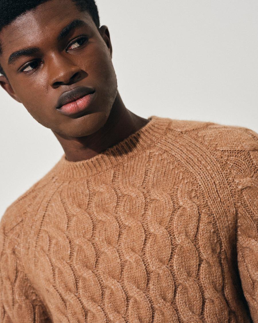 Scaglione ROUND NECK RAGLAN CABLES CARAMEL In Saldo