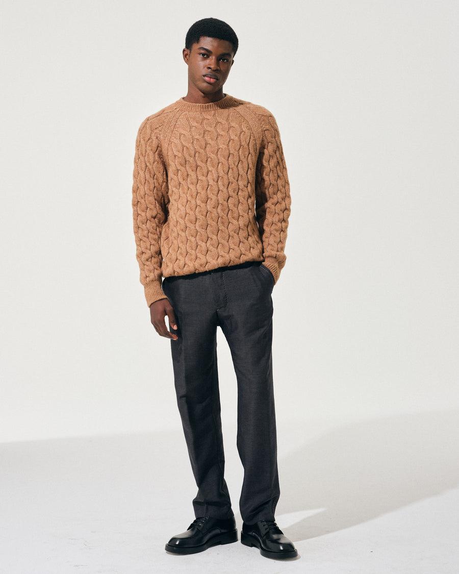 Scaglione ROUND NECK RAGLAN CABLES CARAMEL In Saldo