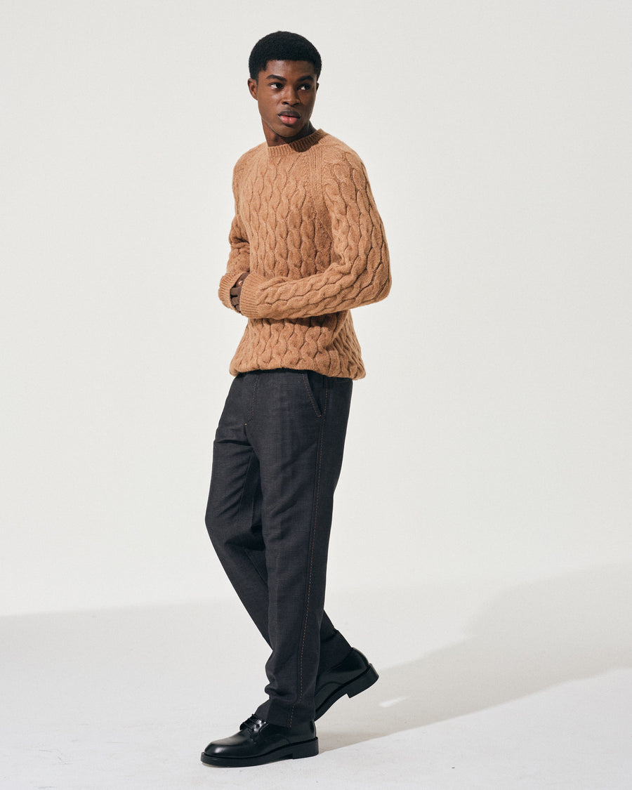 Scaglione ROUND NECK RAGLAN CABLES CARAMEL In Saldo