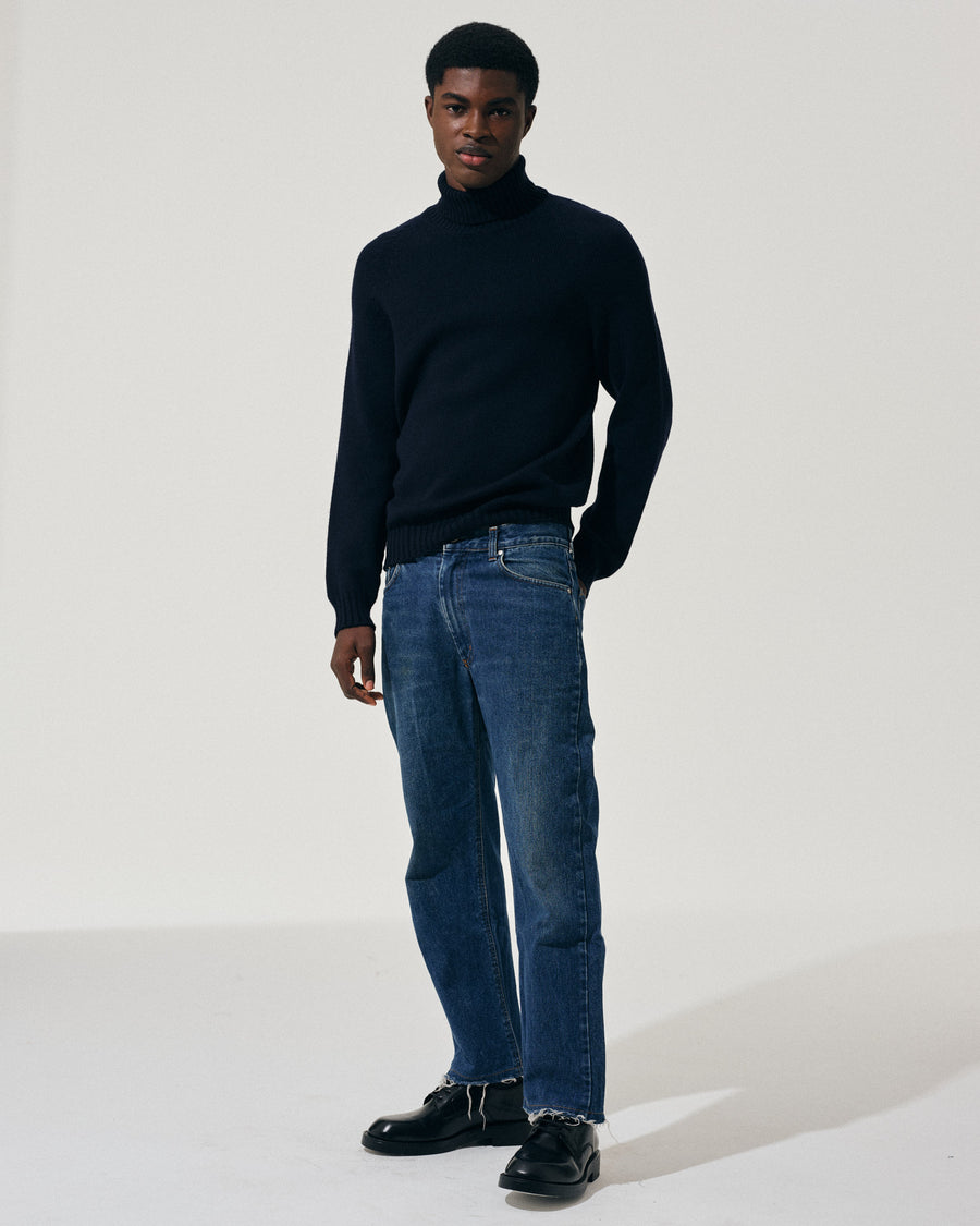 Scaglione TURTLE NECK RAGLAN SOFT MERINO NAVY Vendita
