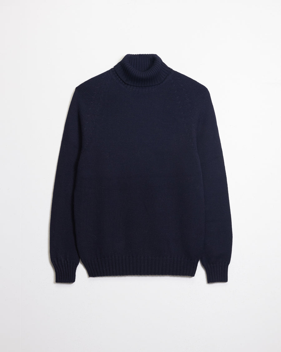 Scaglione TURTLE NECK RAGLAN SOFT MERINO NAVY Vendita
