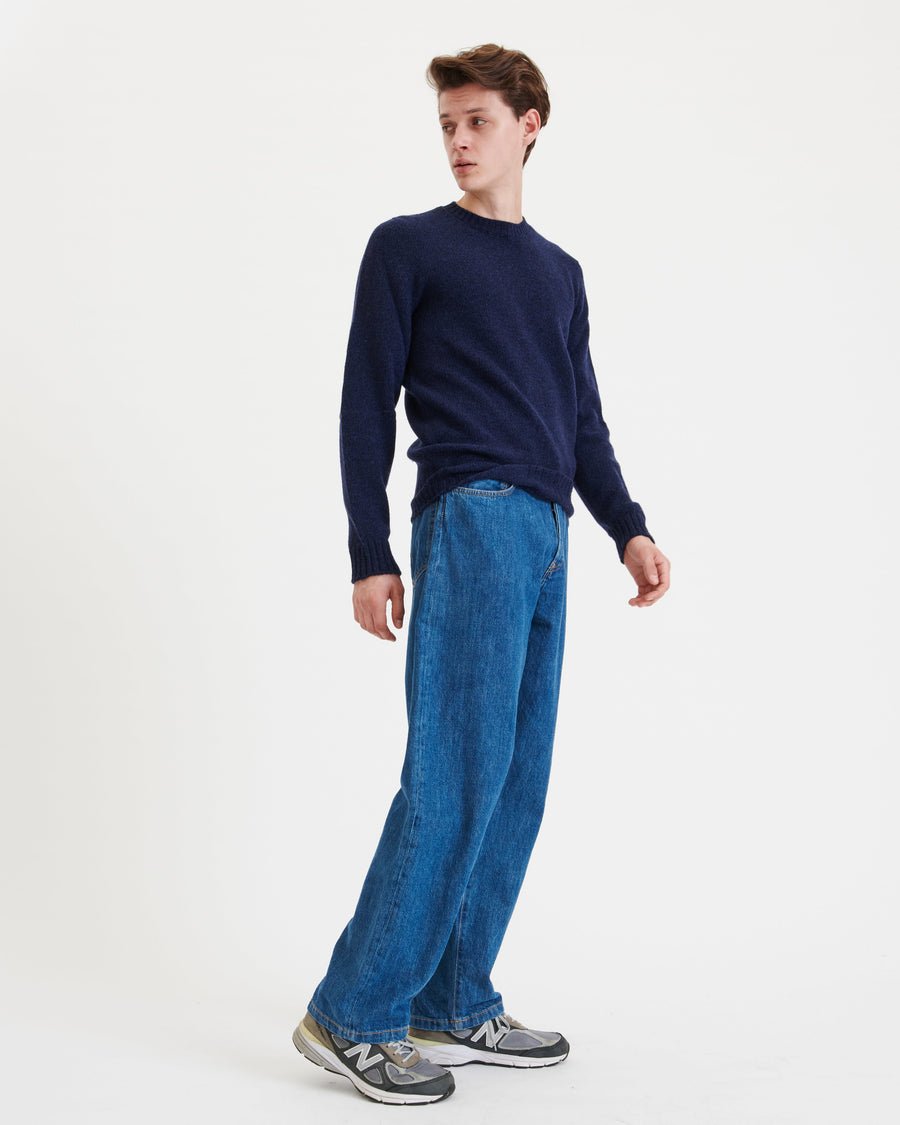 Scaglione ROUND NECK SEAMLESS SOFTWOOL NAVY Fino Al -60%