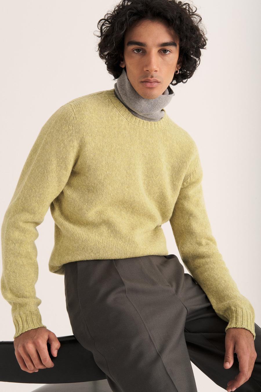 Scaglione ROUND NECK SEAMLESS SOFTWOOL LIME Shopping Online