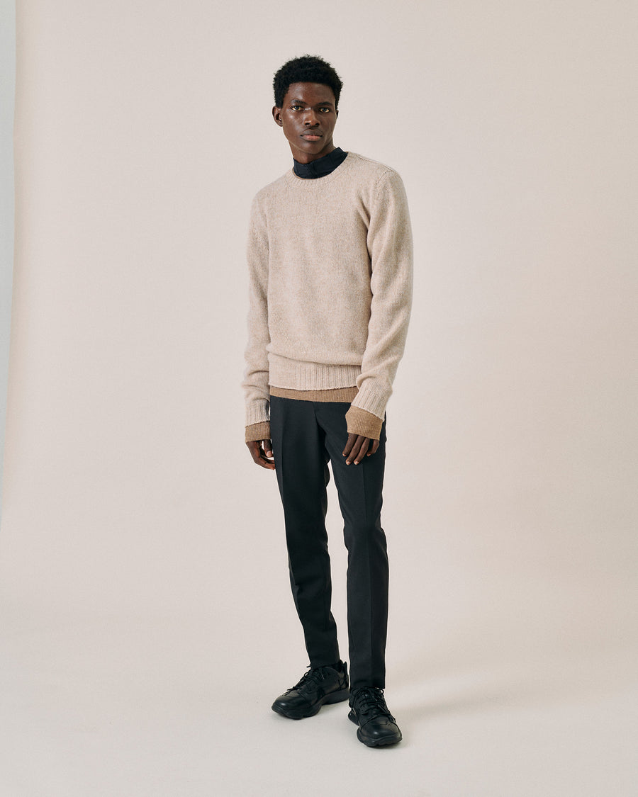 Scaglione ROUND NECK SEAMLESS SOFTWOOL DUNE Prezzo Ridotto