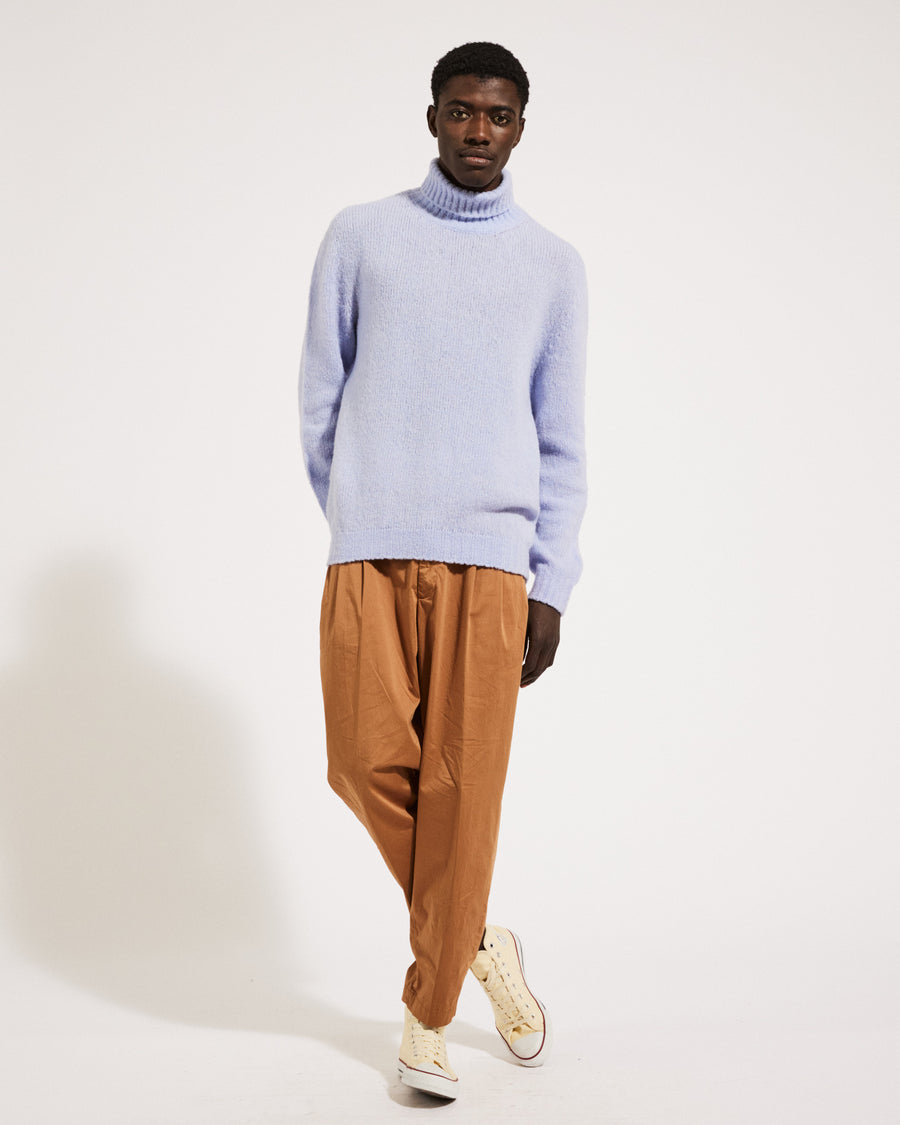 Scaglione TURTLE NECK SEAMLESS PUFFED CASHMERE CELESTE Sottocosto