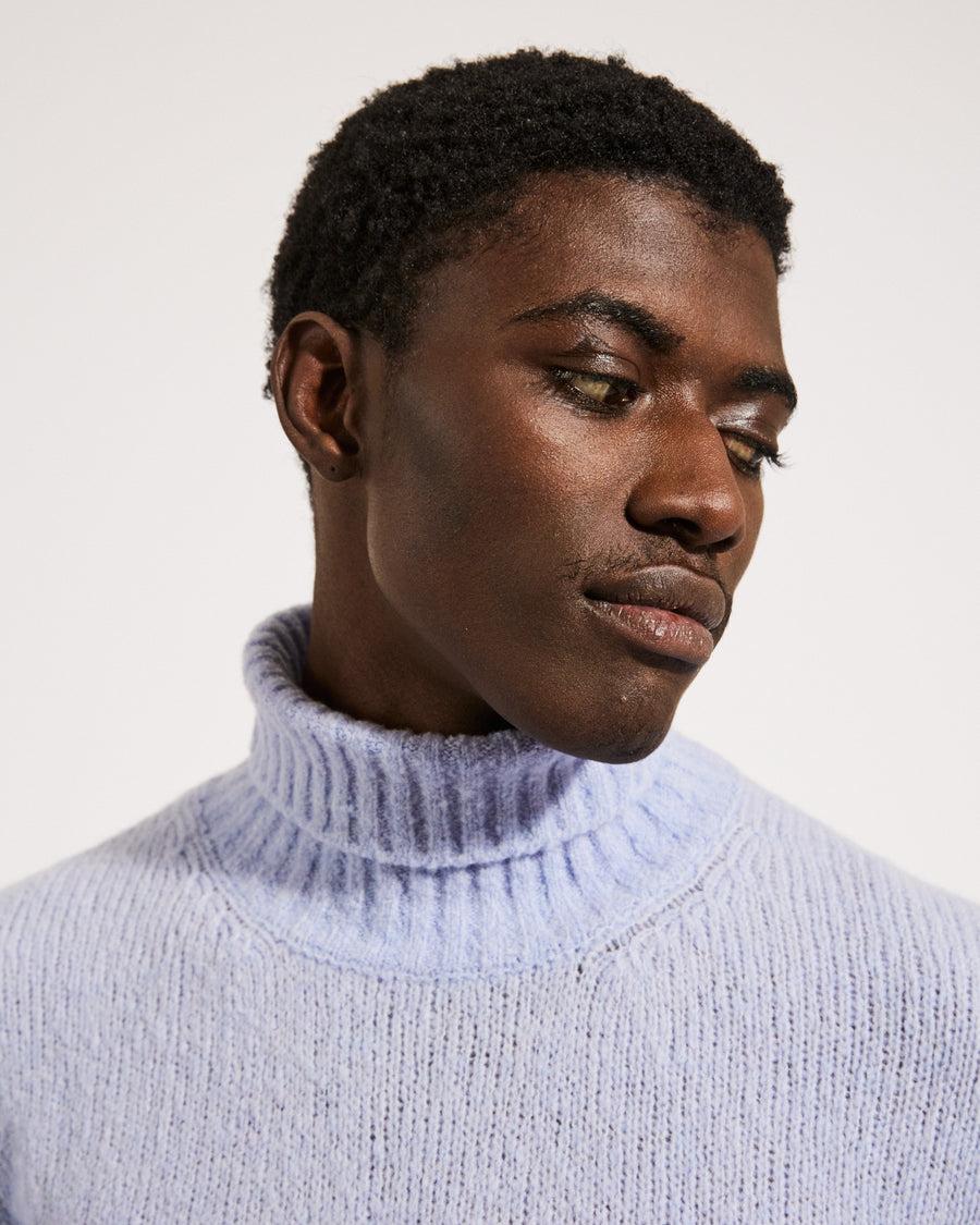 Scaglione TURTLE NECK SEAMLESS PUFFED CASHMERE CELESTE Sottocosto