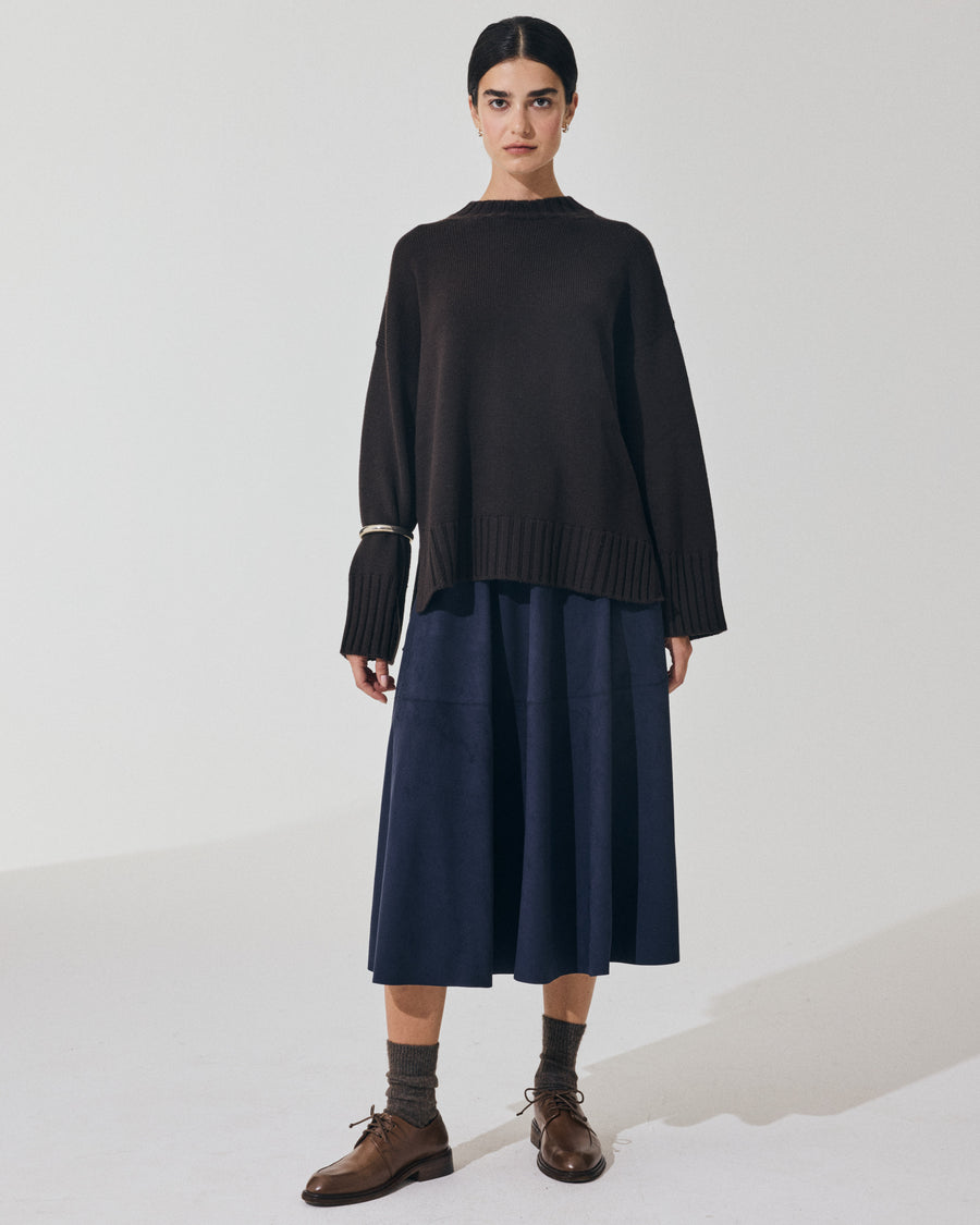 Scaglione ROUND NECK BOXY SOFT EBANO Vendita Economica