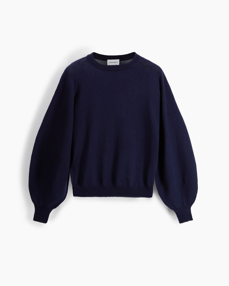 Scaglione ROUND NECK BOXY RAGLAN SEAMLESS MERINO NAVY Italia