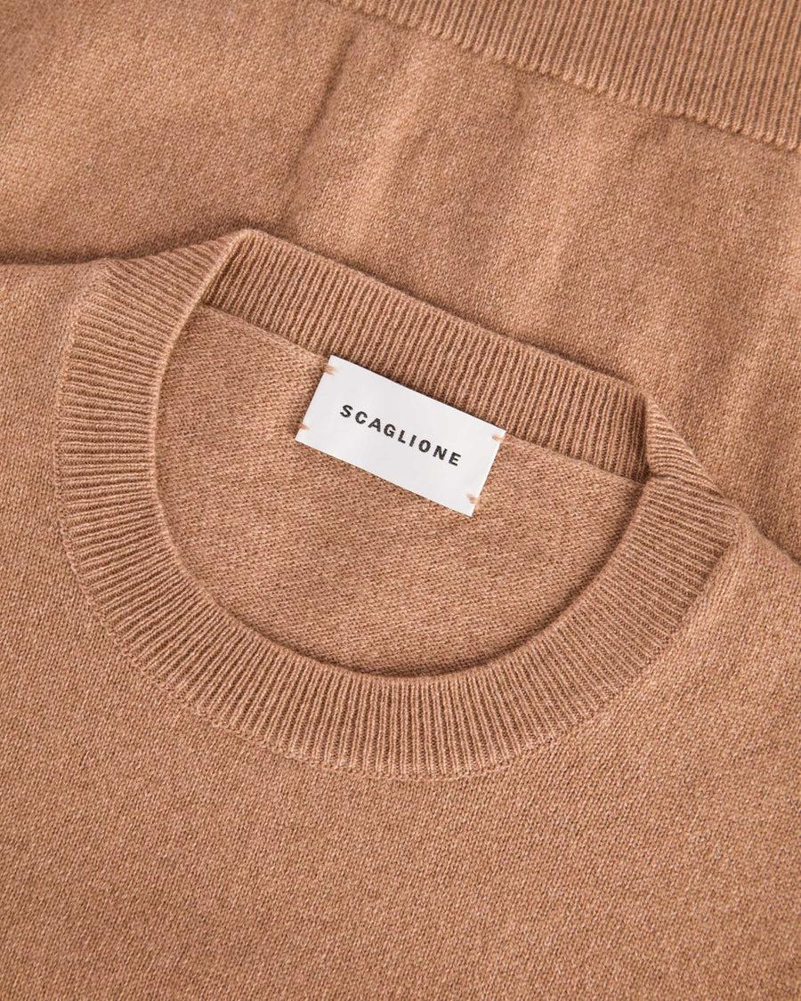 Scaglione T-SHIRT RIBBED SIDES CARAMEL Negozi Online