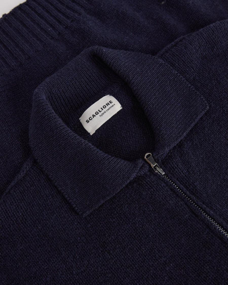Scaglione POLO ZIPPER SOFT HYBRD CASHMERE NAVY Sconto