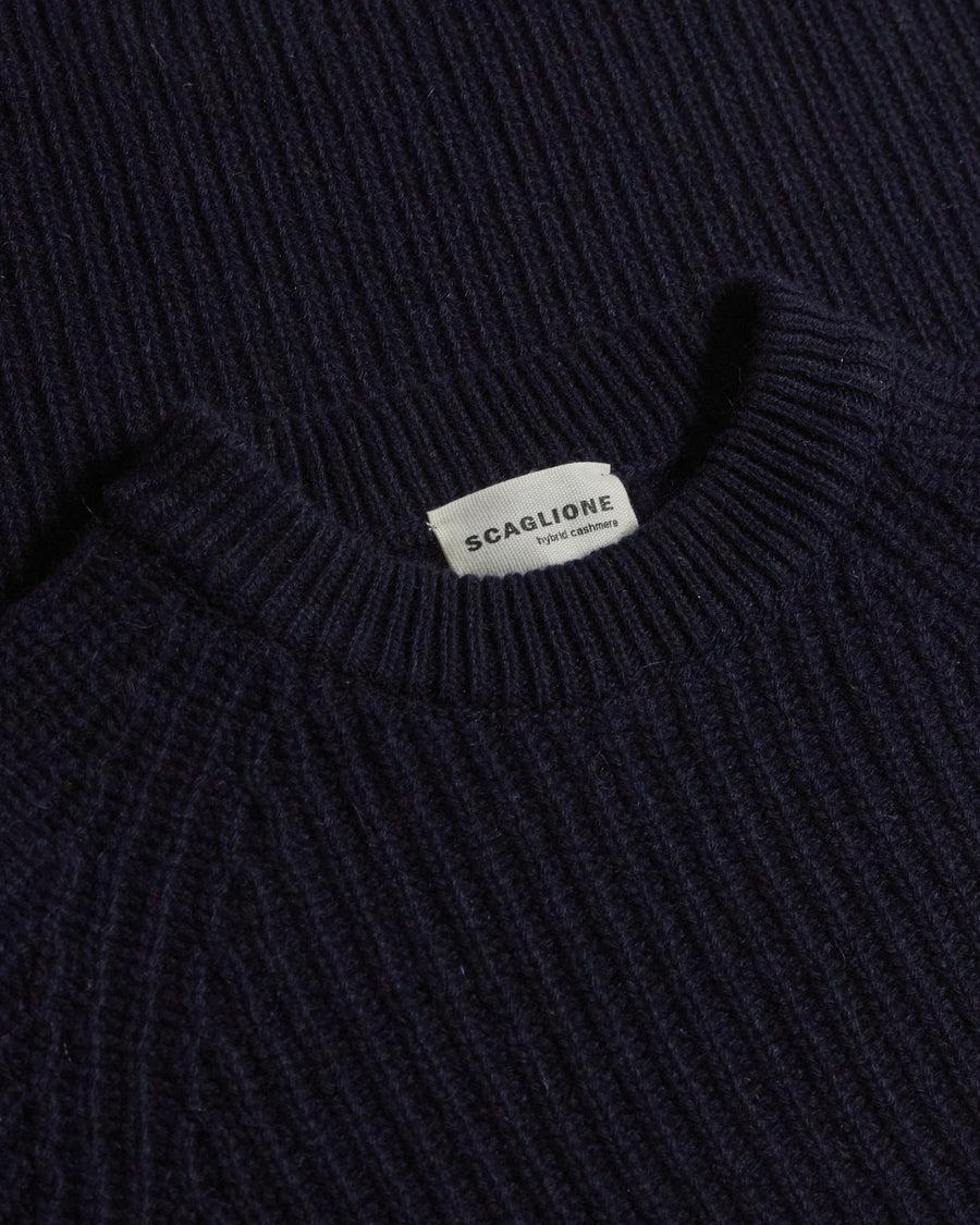 Scaglione ROUND NECK PANNOCCHIA RAGLAN HYBRD CASHMERE NAVY Online