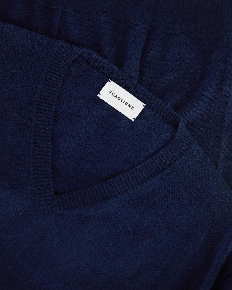 Scaglione V NECK CASH-SILK NAVY Offerte