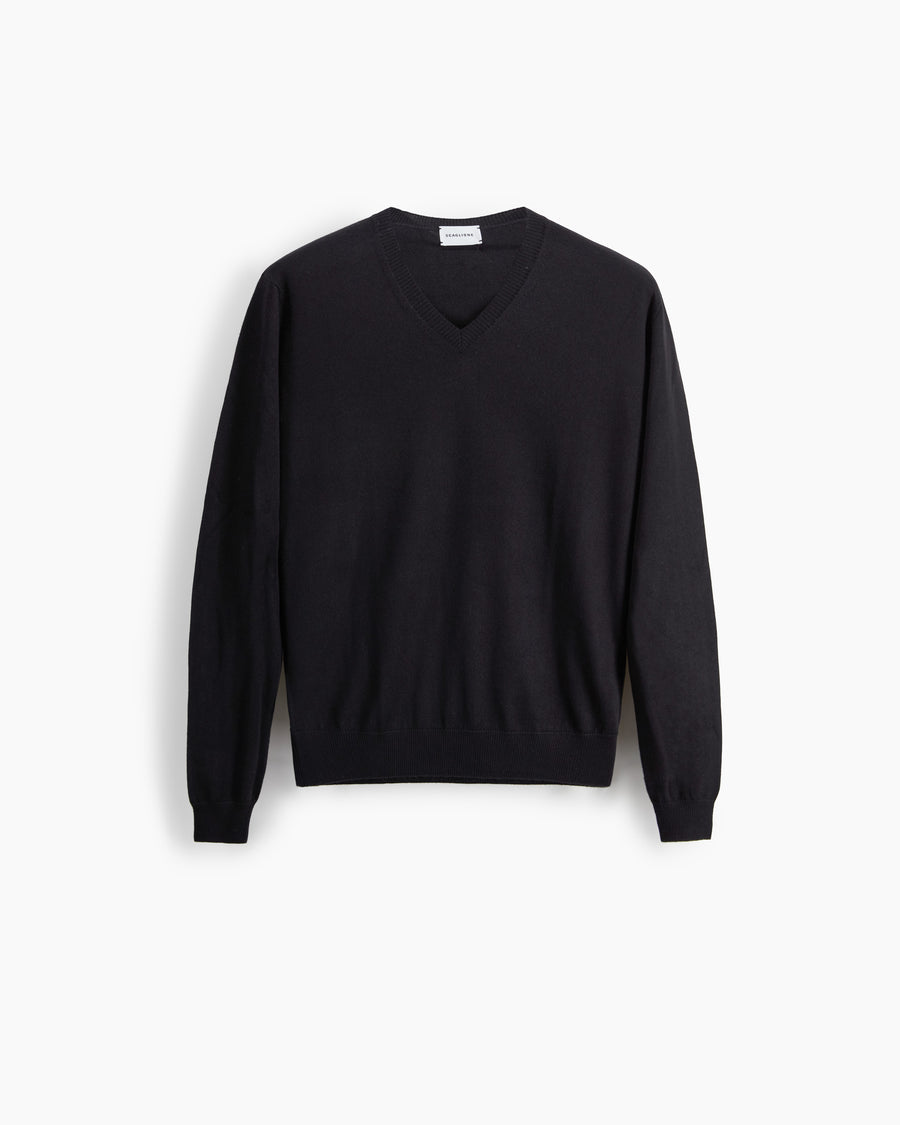 Scaglione V NECK CASH-SILK BLACK