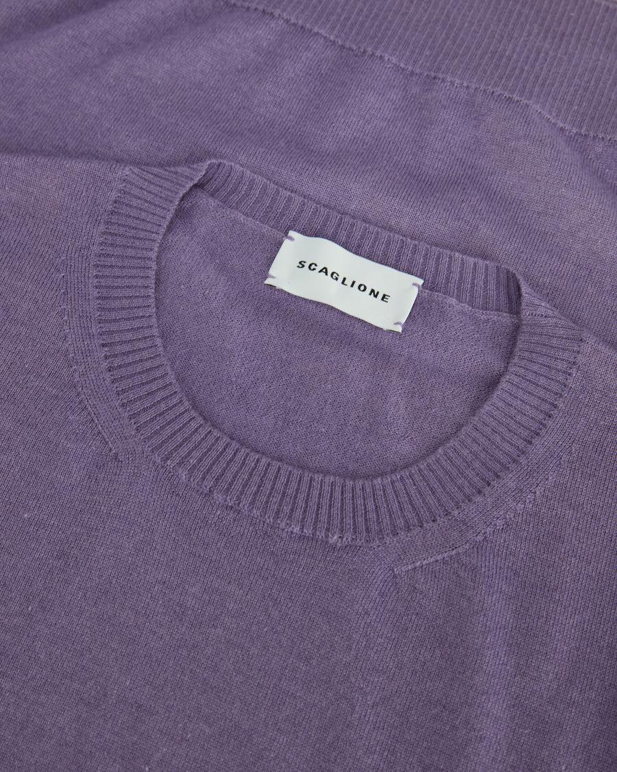 Scaglione ROUND NECK CASH-SILK PURPLE Vendita Calda