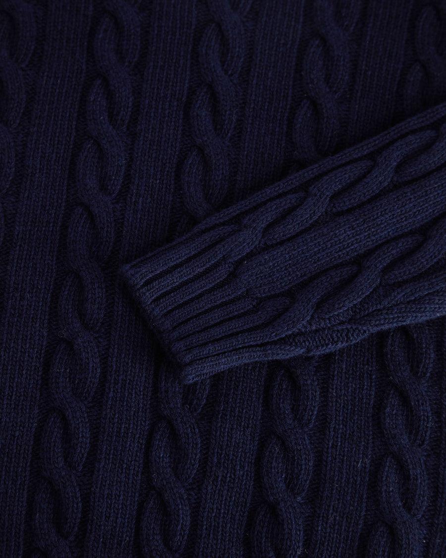 Scaglione TURTLE NECK CABLES MIX CASH NAVY Pezzi Unici