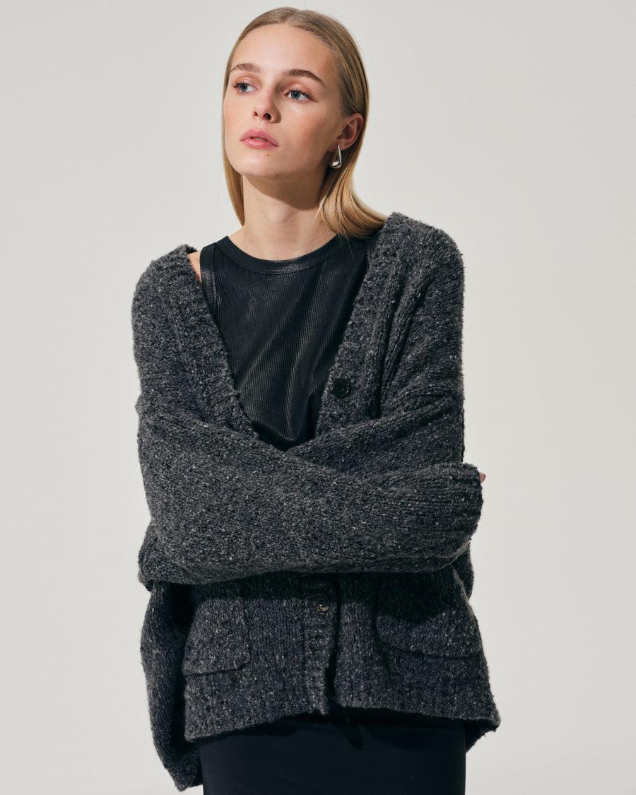 Scaglione MAXI CARDIGAN CASHMERE MULINE' BLACK Soddisfazione Garantita