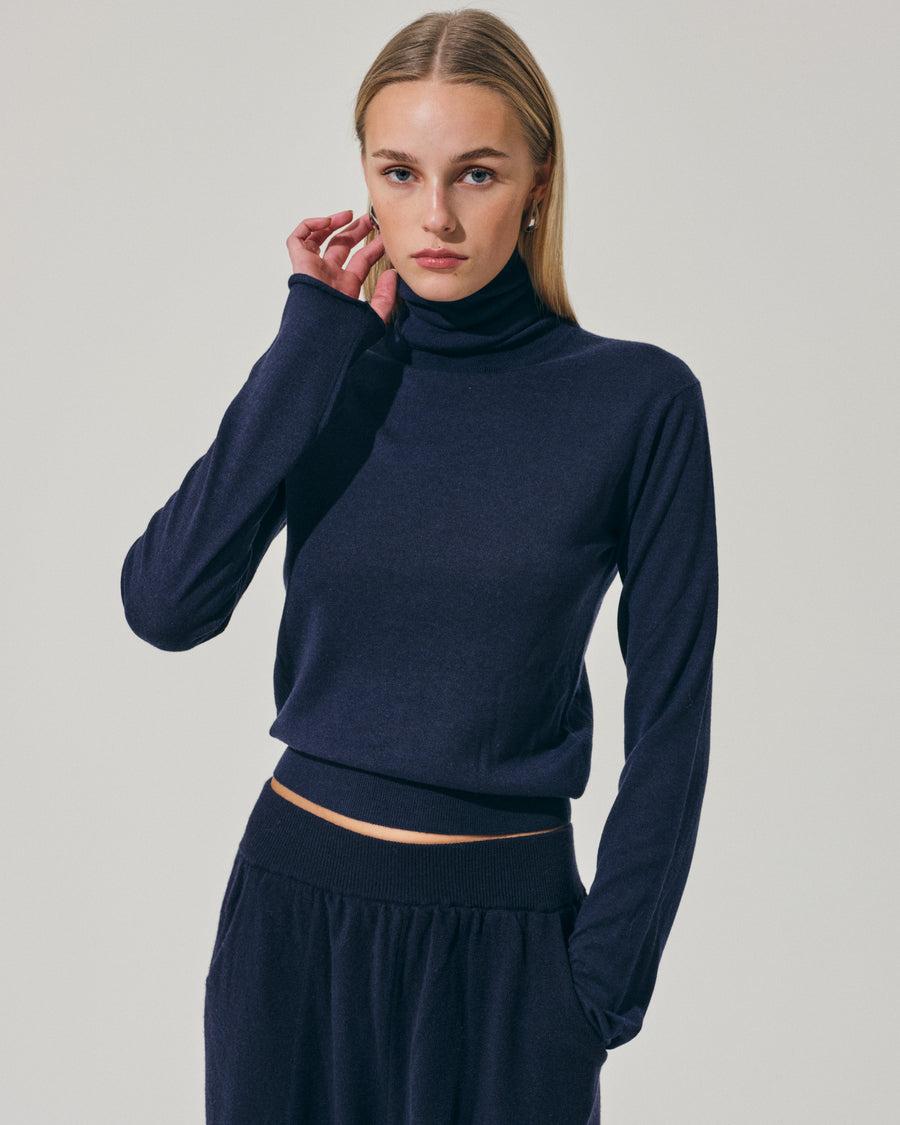 Scaglione TURTLE NECK SLIM KASHSILK NAVY Shopping Online
