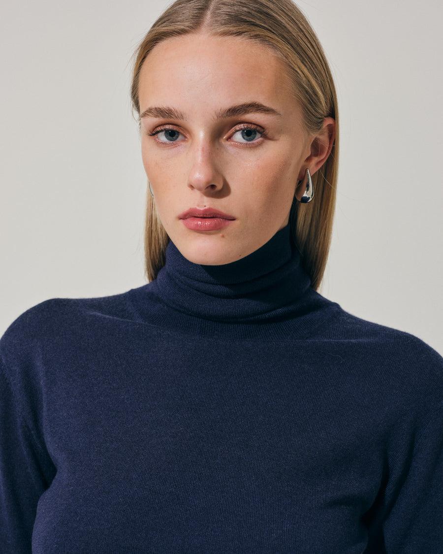 Scaglione TURTLE NECK SLIM KASHSILK NAVY Shopping Online