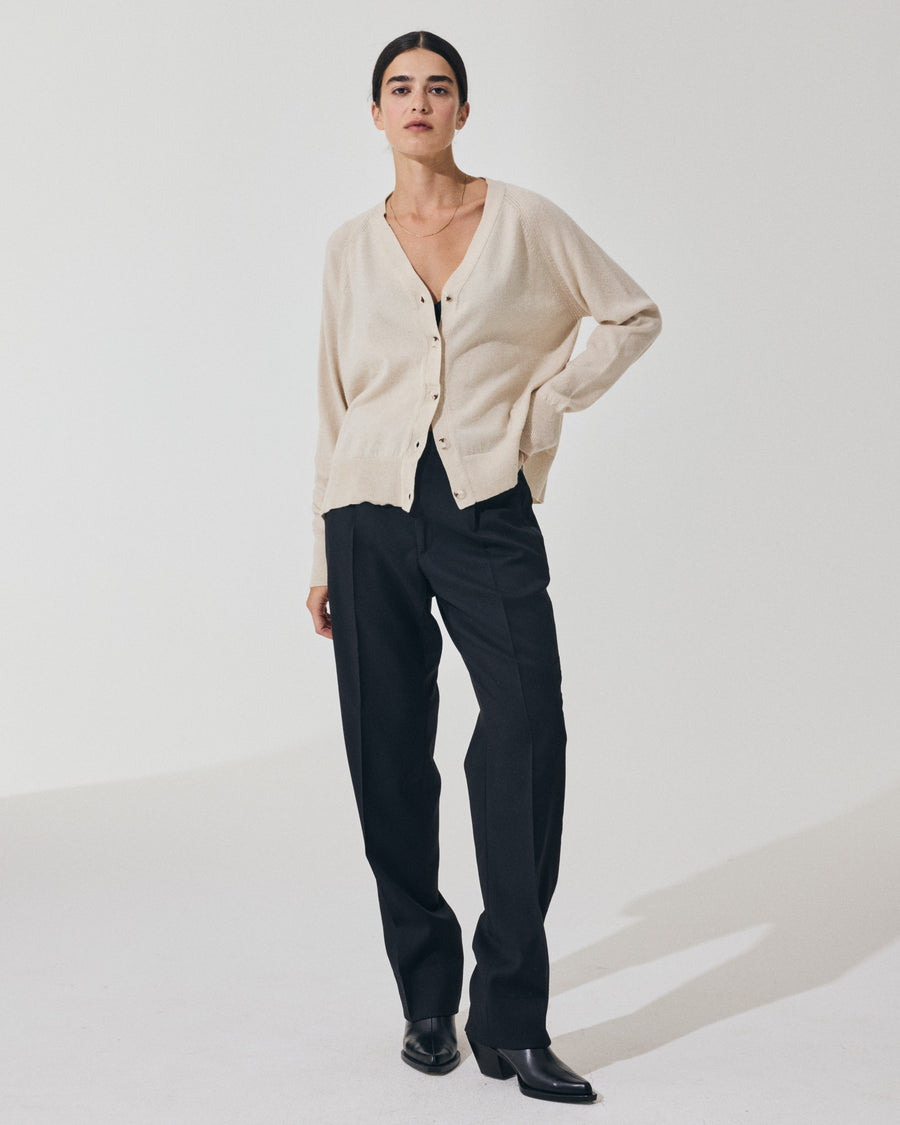 Scaglione CARDIGAN RAGLAN RIBBED SIDES MILK I Più Venduti