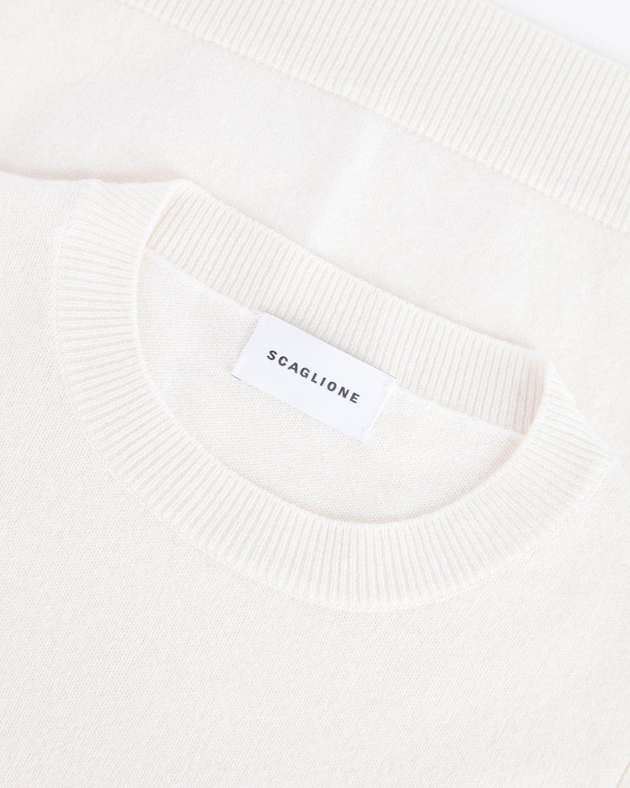 Scaglione ROUND NECK RIBBED SIDES MILK Nuova