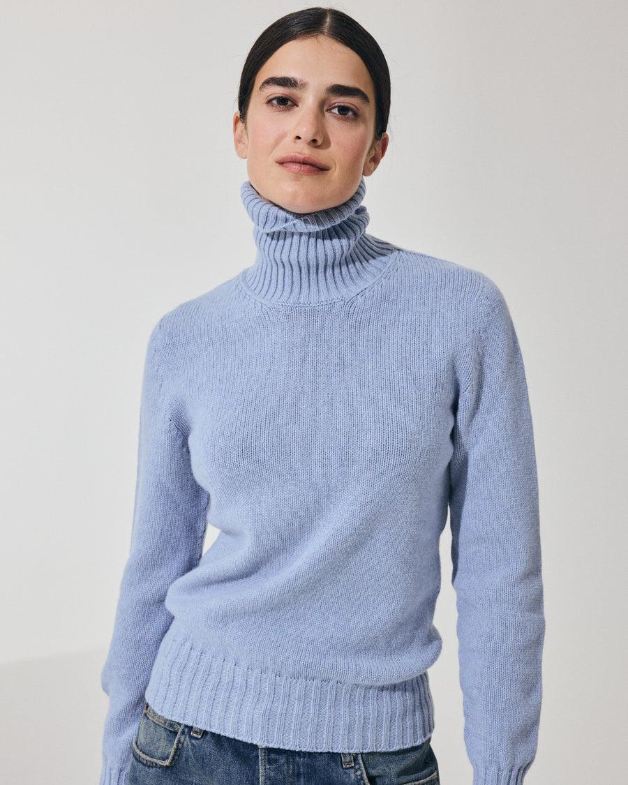 Scaglione TURTLE NECK SOFT HYBRID CASHMERE CELESTE Offerte