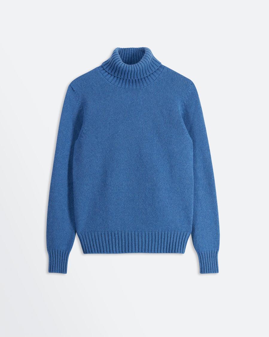 Scaglione TURTLE NECK SOFT HYBRID CASHMERE CORNFLOWER Vendita Calda