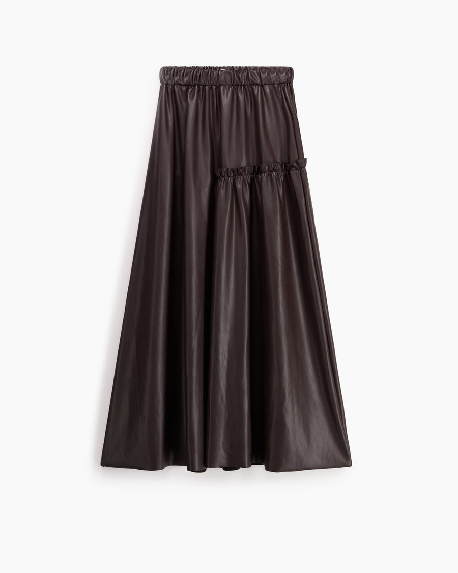 Scaglione SKIRT LUNGA CON ARRICCIO ECOPELLE MORO Qualità Garantita