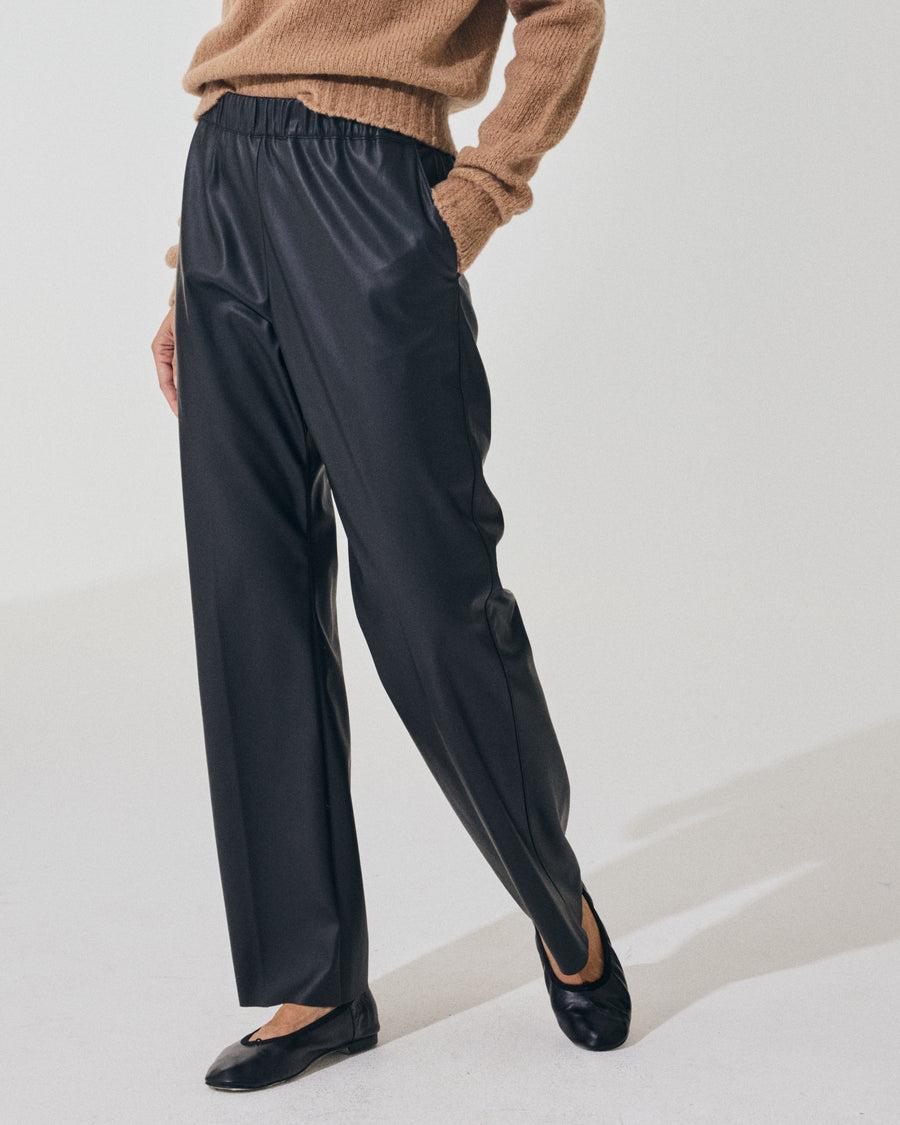 Scaglione PANT DRITTO ECOPELLE BLACK Shopping Online
