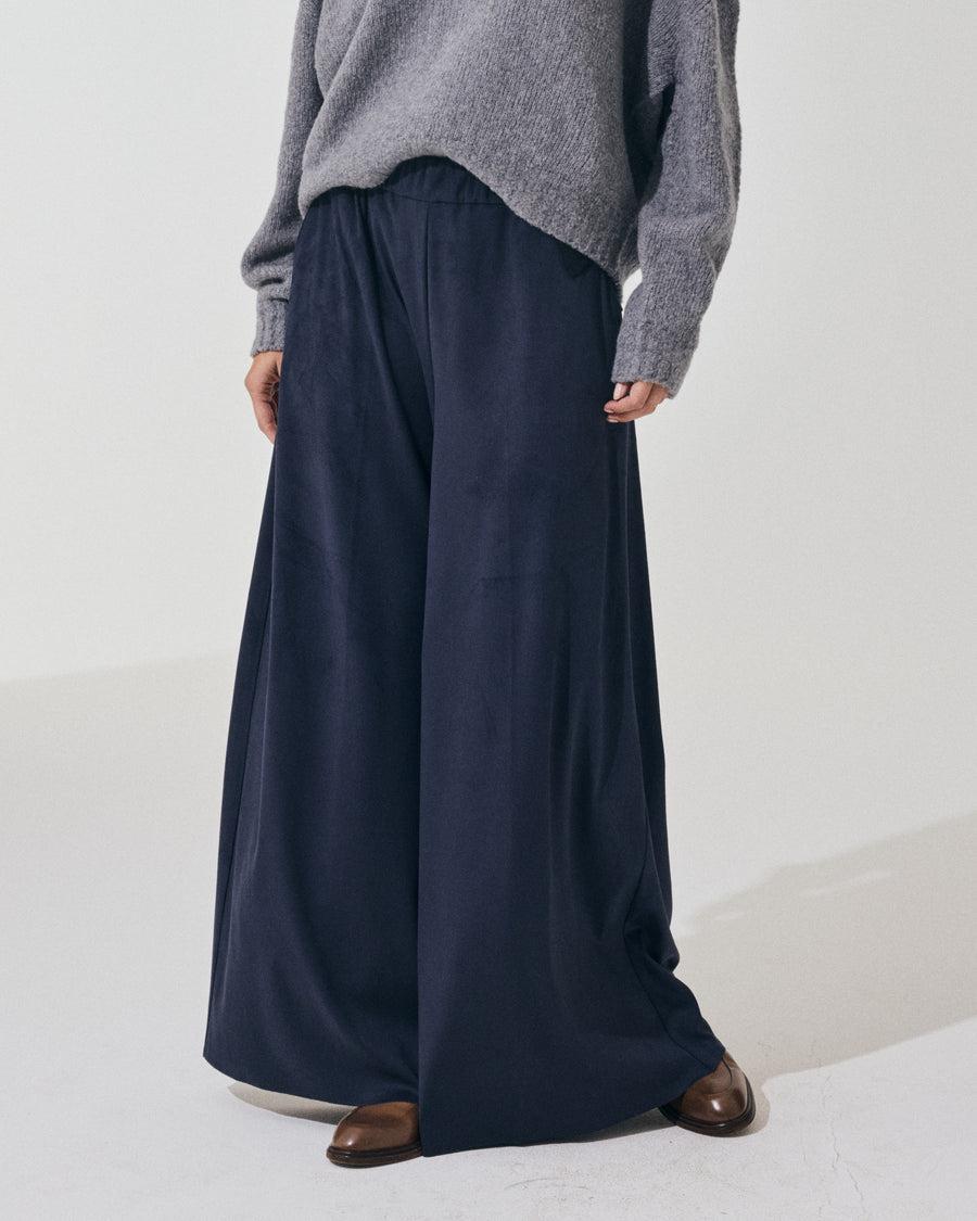 Scaglione PANT LARGO ECOSUEDE NAVY Affare Del Giorno
