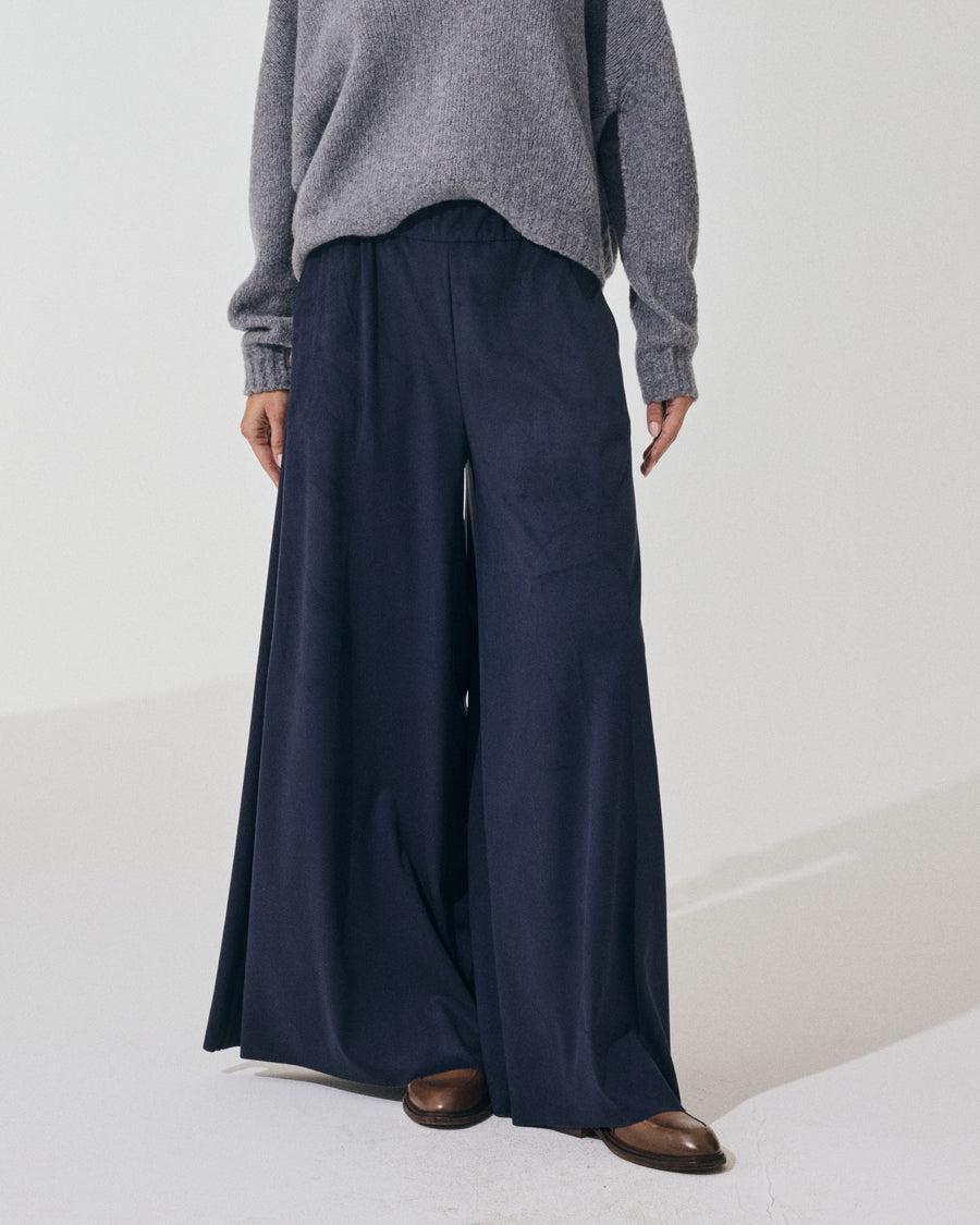 Scaglione PANT LARGO ECOSUEDE NAVY Affare Del Giorno