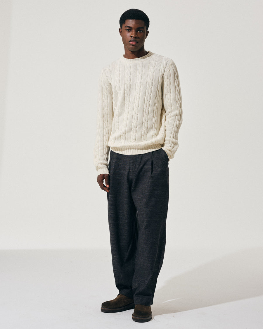 Scaglione ROUND NECK CABLES MIX CASH MILK Sottocosto