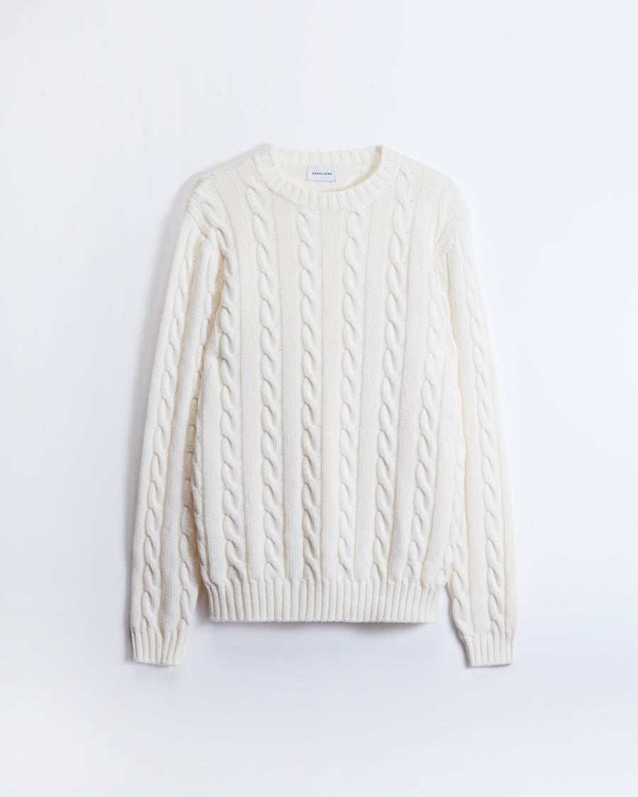Scaglione ROUND NECK CABLES MIX CASH MILK Sottocosto