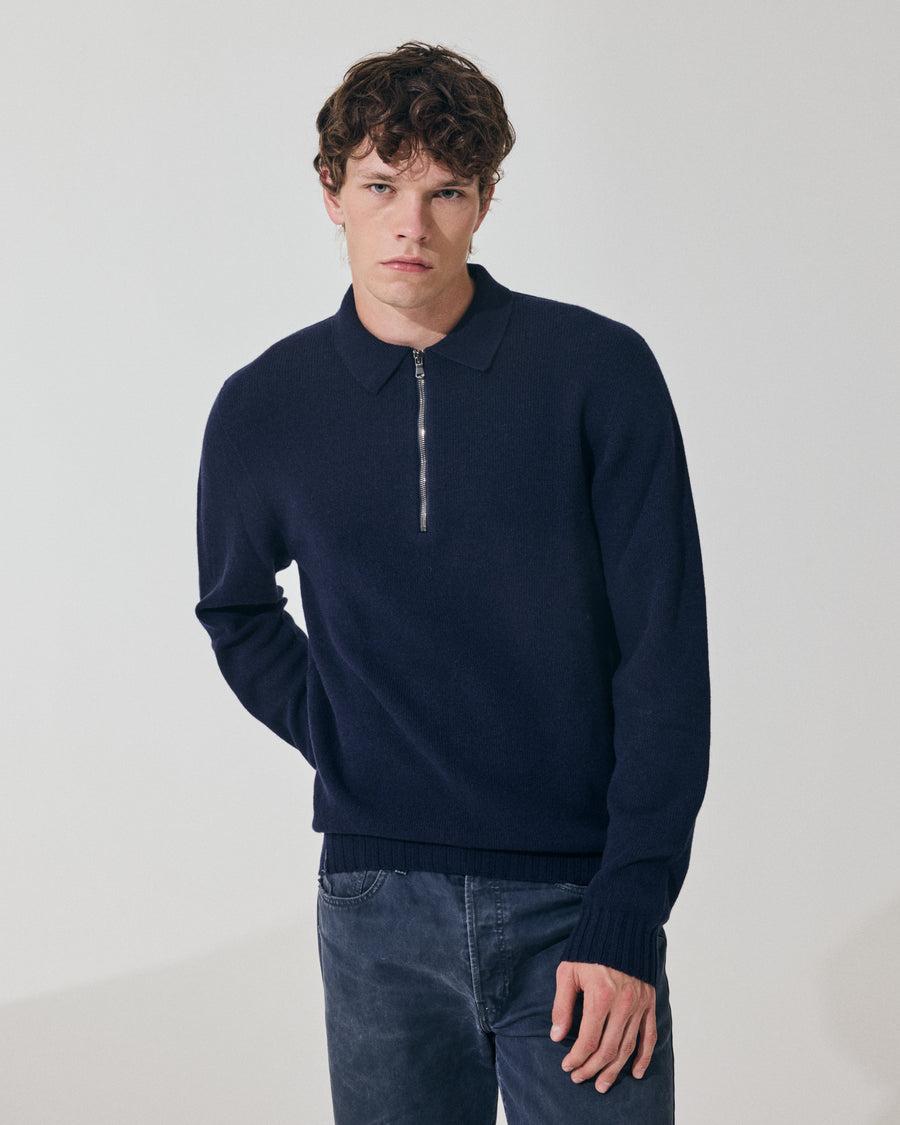 Scaglione POLO ZIP SEAMLESS MIXCASH NAVY Convenienza