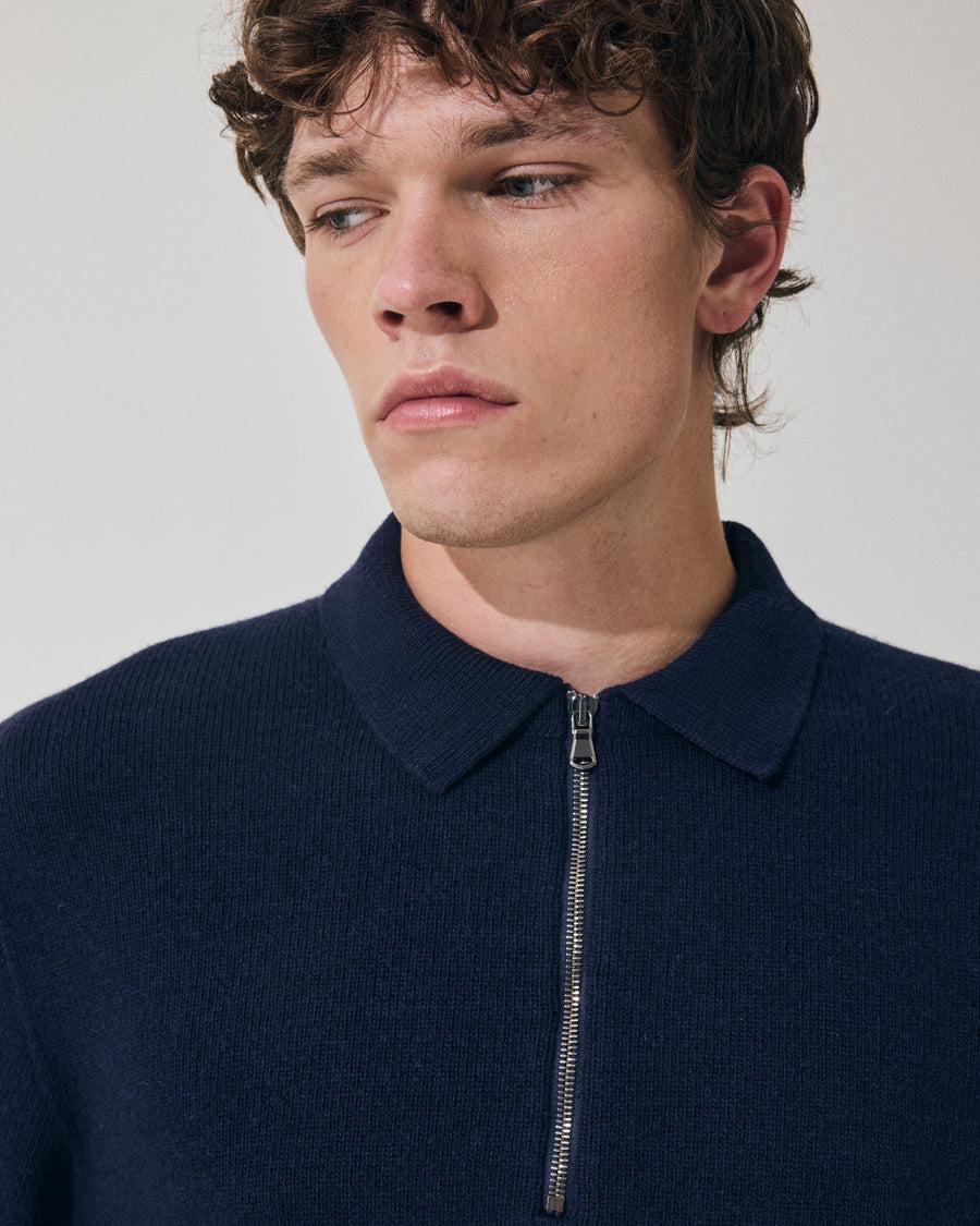 Scaglione POLO ZIP SEAMLESS MIXCASH NAVY Convenienza