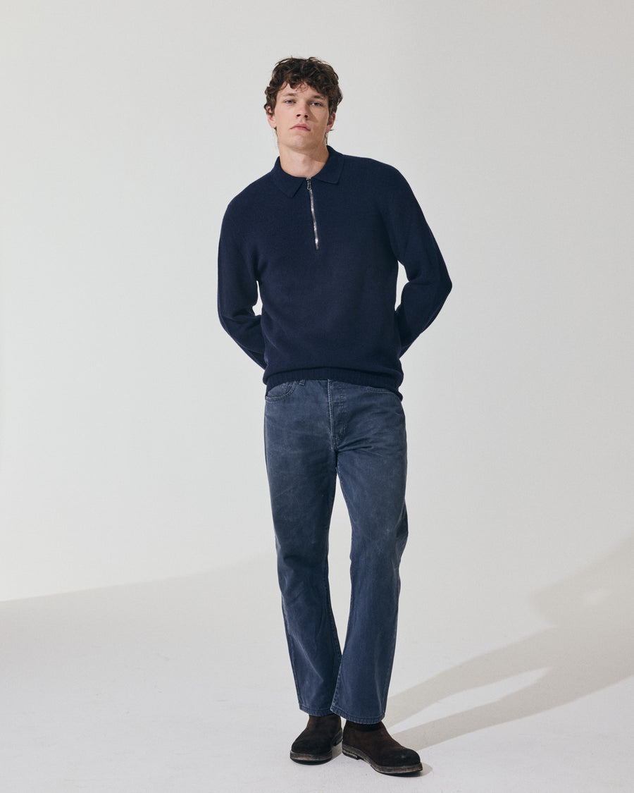 Scaglione POLO ZIP SEAMLESS MIXCASH NAVY Convenienza