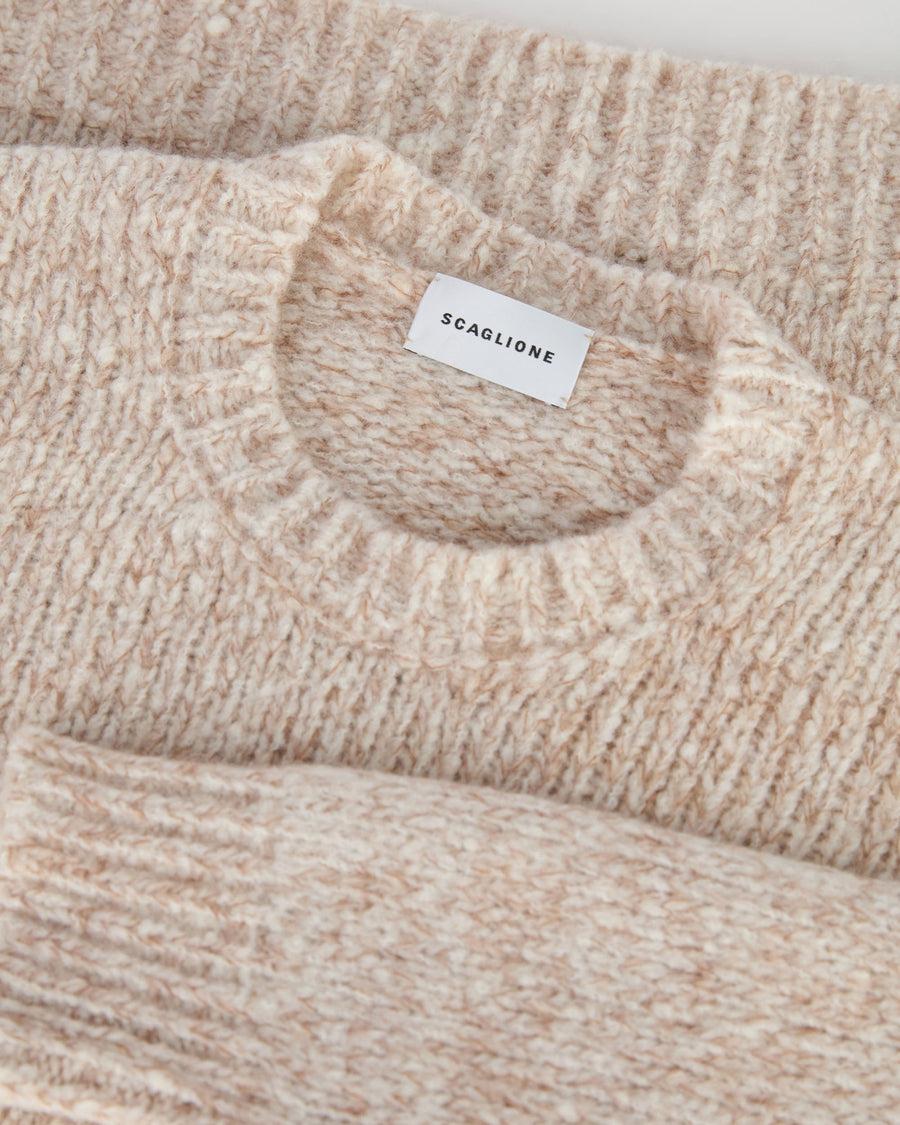 Scaglione ROUND NECK OVER MOULINE' CARAMEL Outlet