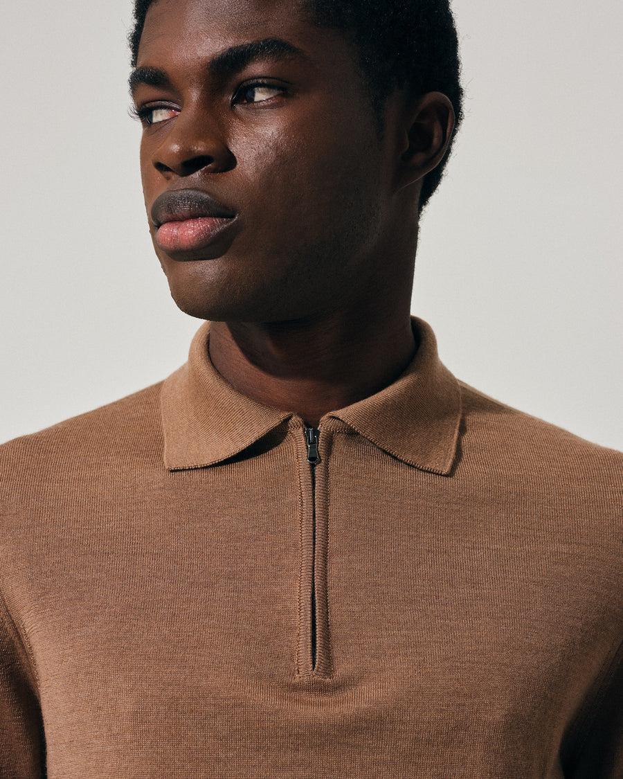 Scaglione POLO ZIP FINELUX CAMEL In Vendita