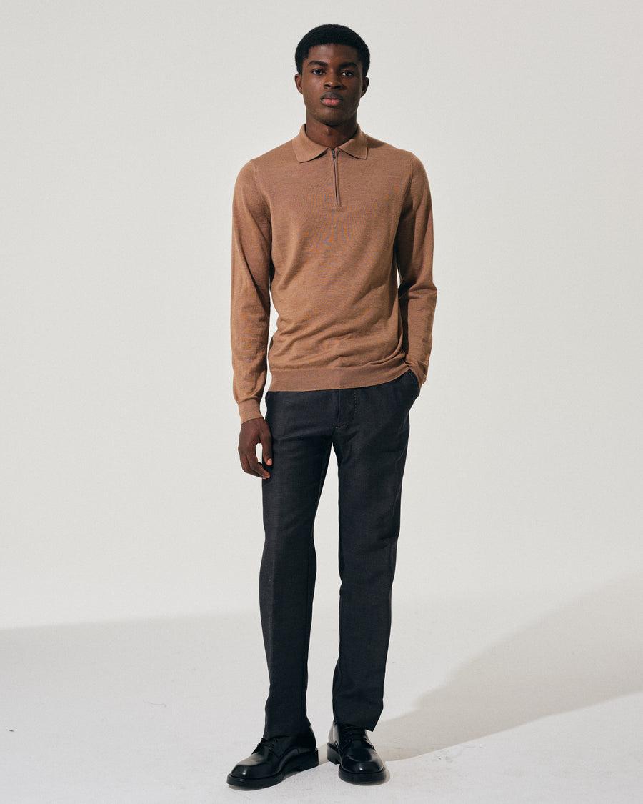 Scaglione POLO ZIP FINELUX CAMEL In Vendita