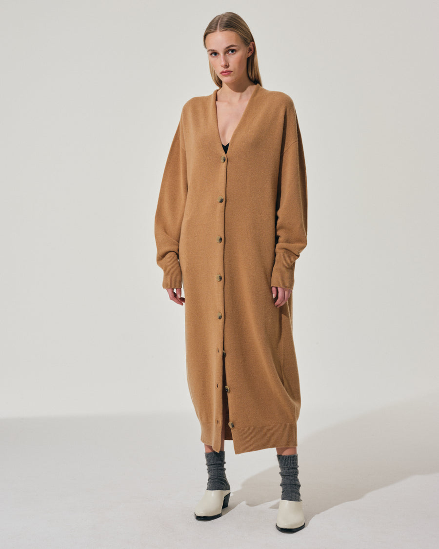 Scaglione CARDIGAN LUNGO SEAMLESS CARAMEL Vendita Calda