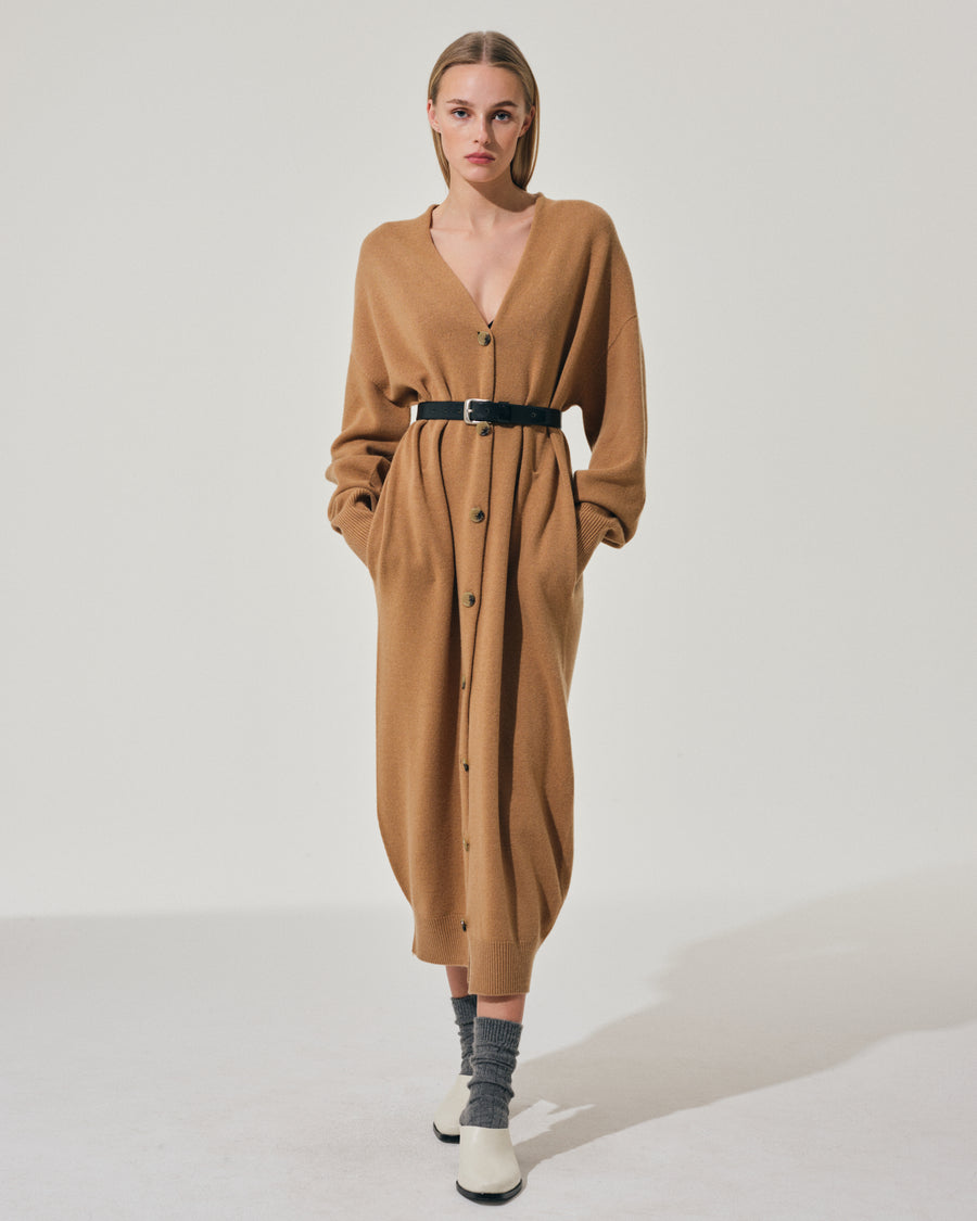 Scaglione CARDIGAN LUNGO SEAMLESS CARAMEL Vendita Calda