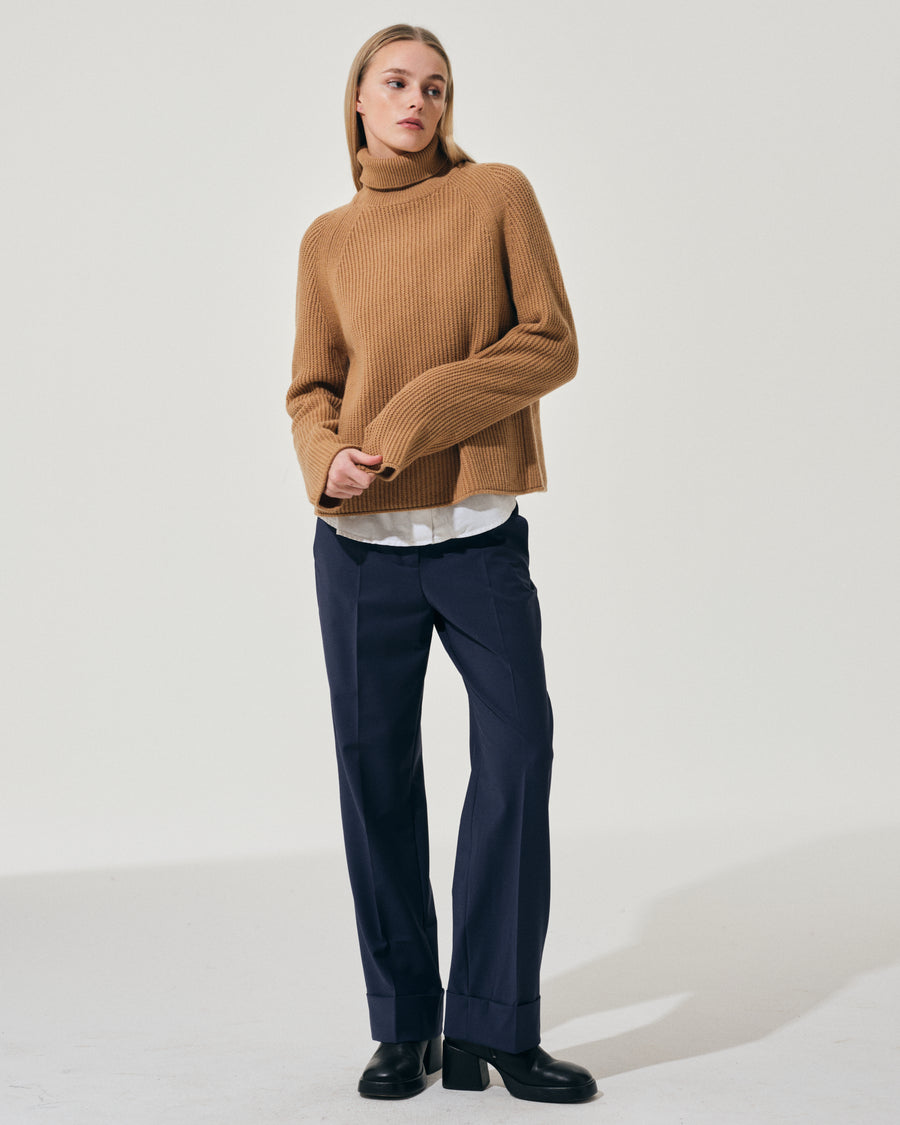 Scaglione ROUND NECK RAGLAN FISHERMAN CARAMEL Moda