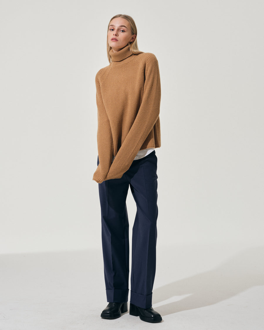 Scaglione ROUND NECK RAGLAN FISHERMAN CARAMEL Moda