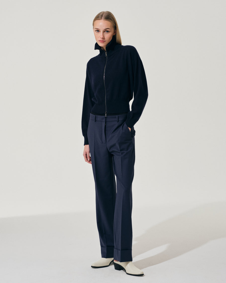 Scaglione BOMBER ZIP CASH BLEND NAVY Moda