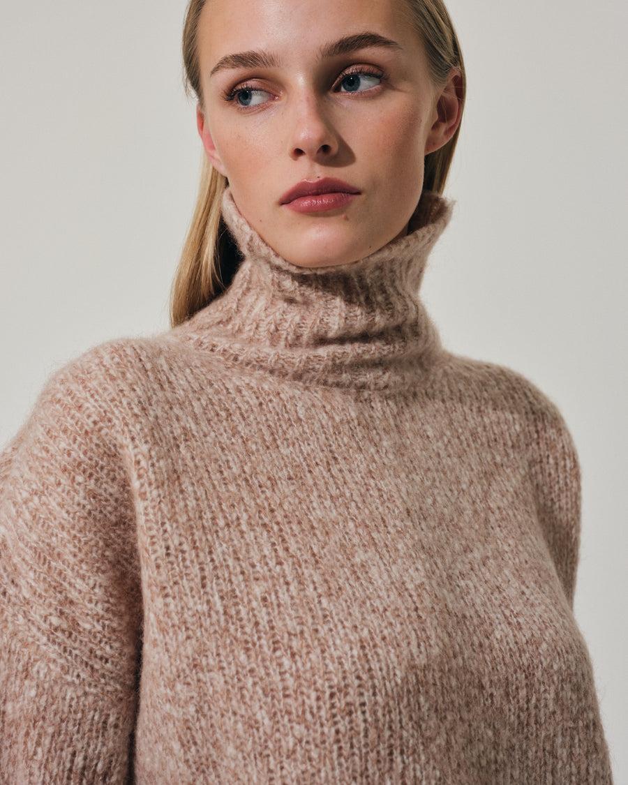 Scaglione MOCK NECK OVER MOULINE' CARAMEL Promozione