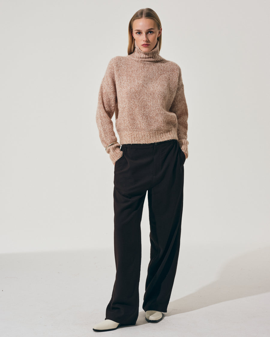 Scaglione MOCK NECK OVER MOULINE' CARAMEL Promozione