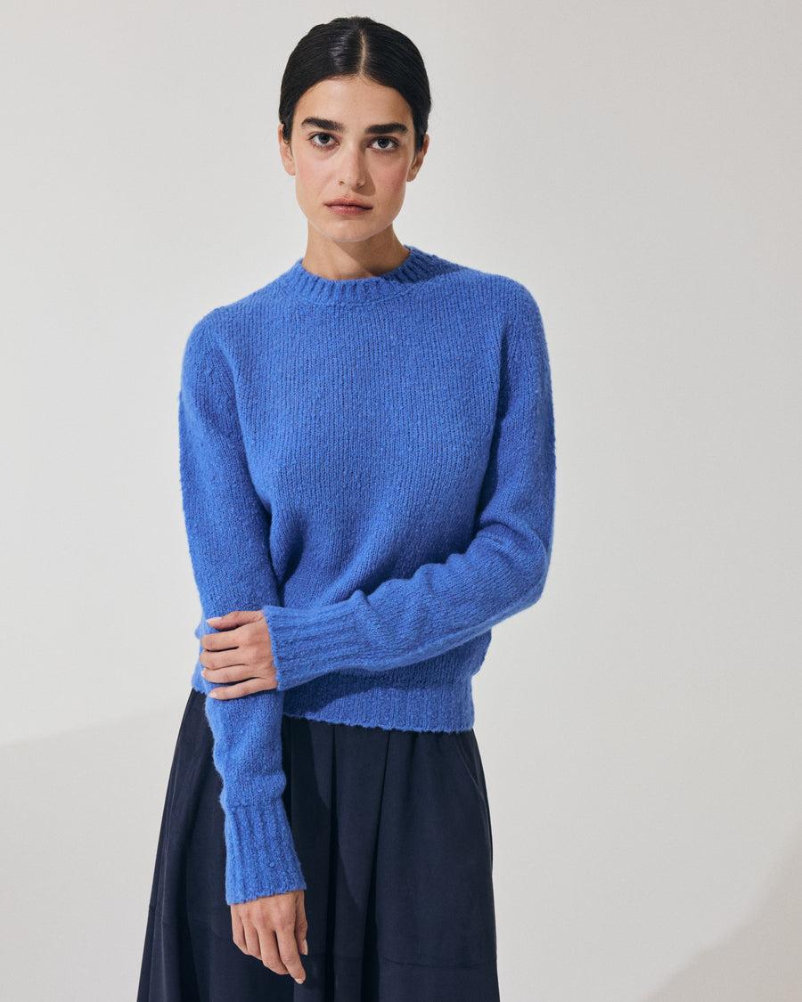 Scaglione ROUND NECK SLIM PUFFED CASHMERE SEAMLESS CORNFLOWER Soddisfazione Garantita