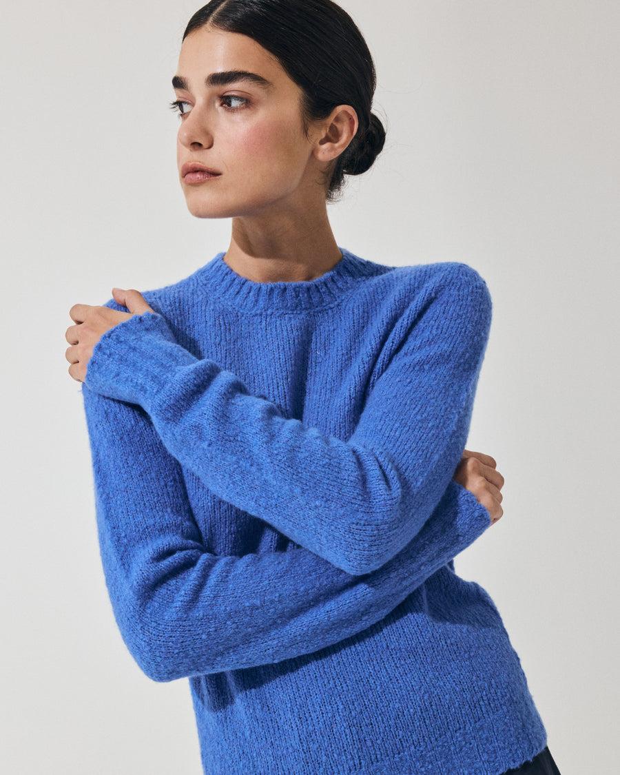 Scaglione ROUND NECK SLIM PUFFED CASHMERE SEAMLESS CORNFLOWER Soddisfazione Garantita