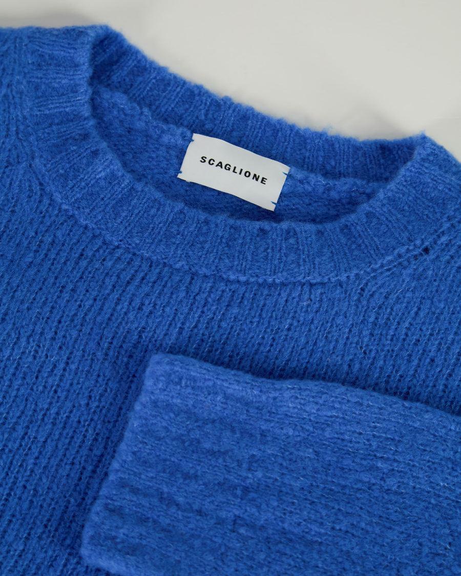 Scaglione ROUND NECK OVER PUFFED CASHMERE CORNFLOWER Qualità Garantita