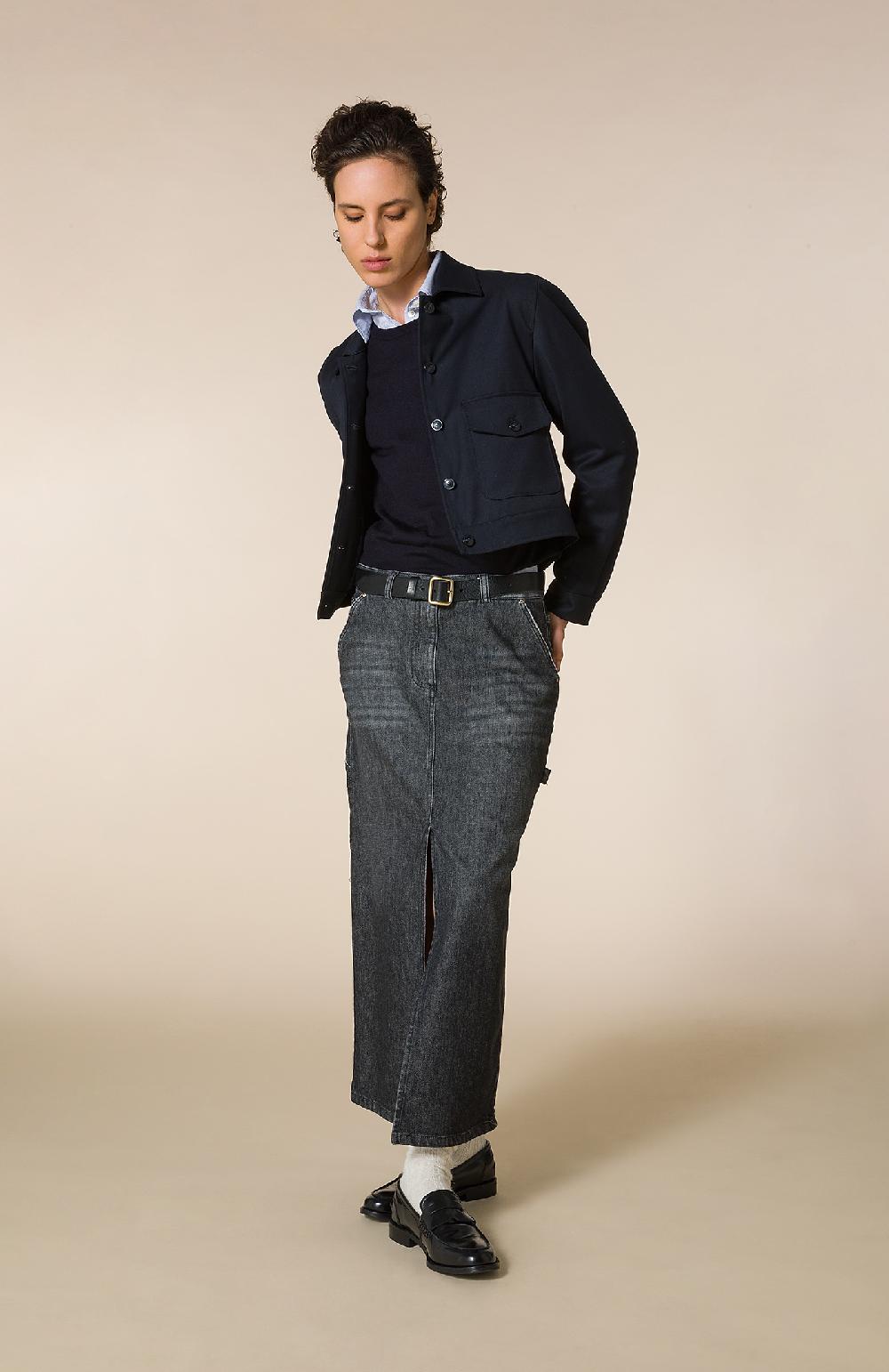 Seventy Gonna lunga in denim washed - Col. Grigio Saldi Di Fabbrica