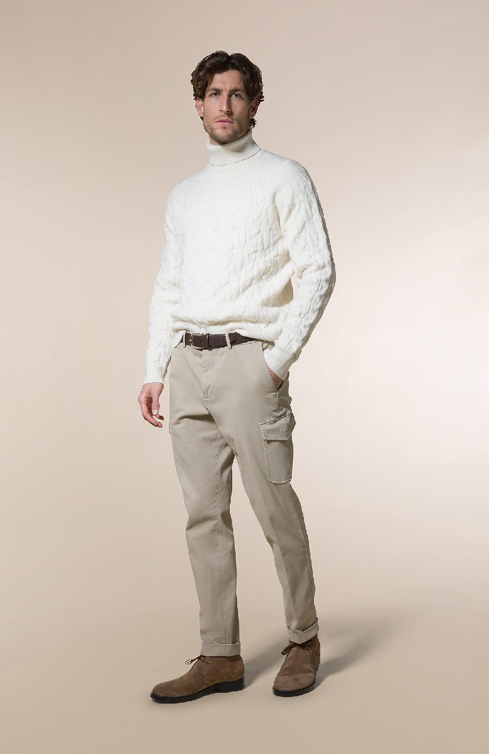 Seventy Maglione collo alto a treccia alternata - Col. Neutro Nuovo